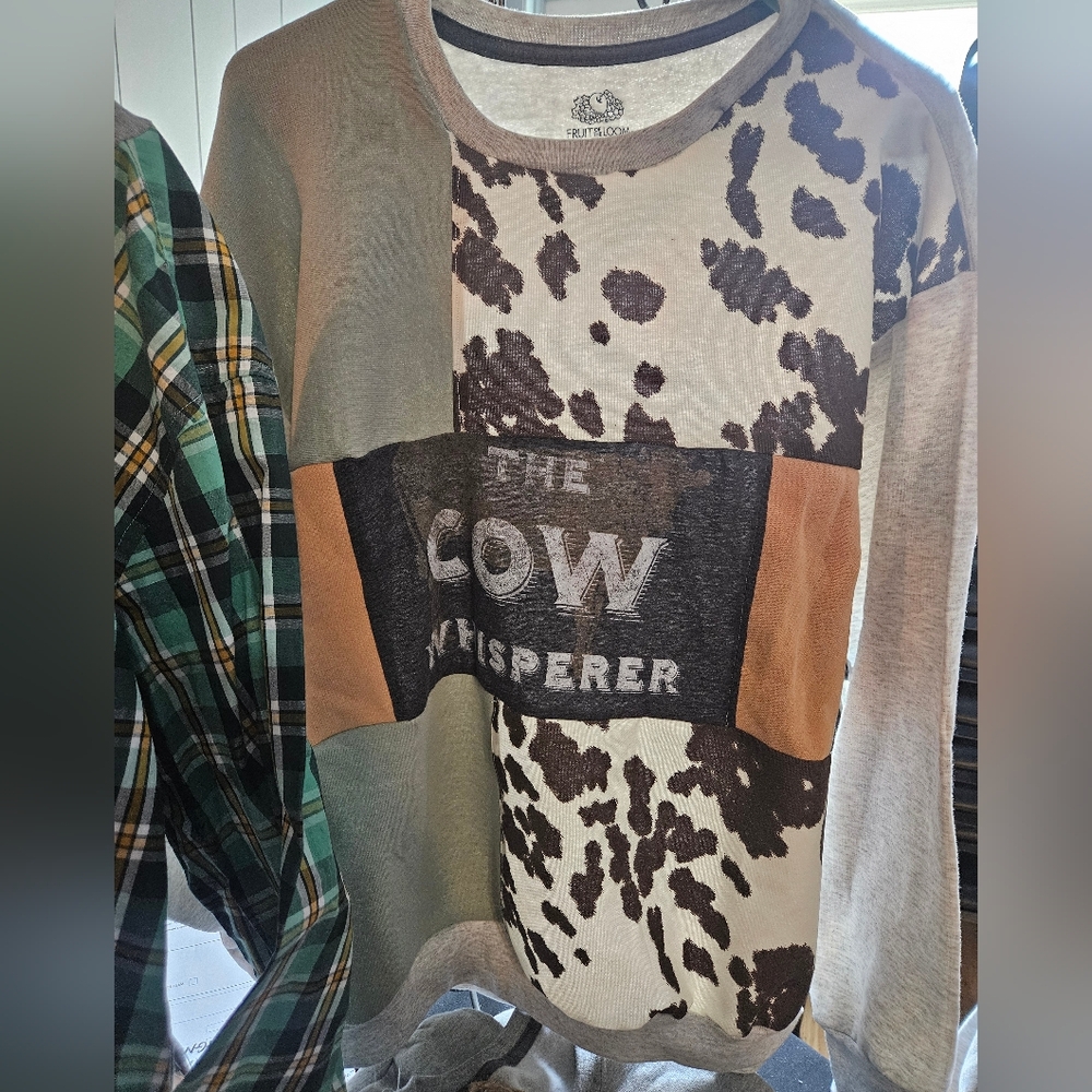 Patchwork styled Cow theme sweatshirt
